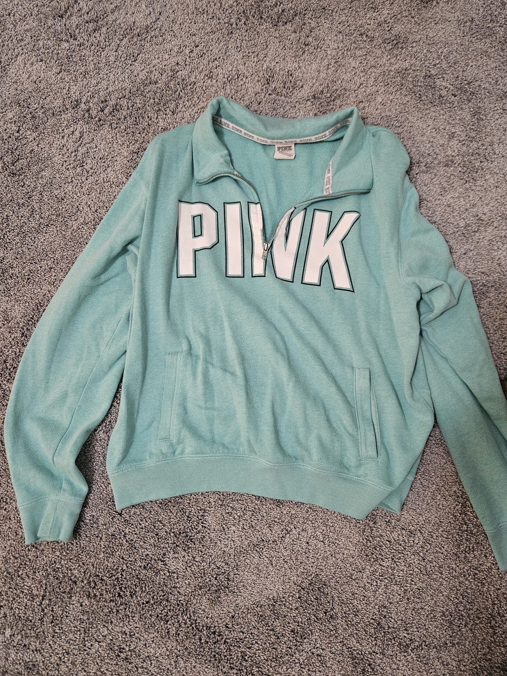 PINK Victoria's Secret Mint Aqua Half-Zip Pullover